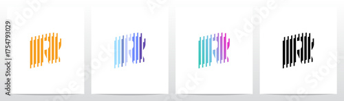 Vertical Lines Stripes Rises Parallel Initial Letter Logo Design R