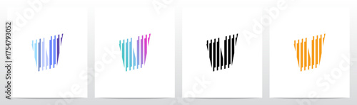 Vertical Lines Stripes Rises Parallel Initial Letter Logo Design V