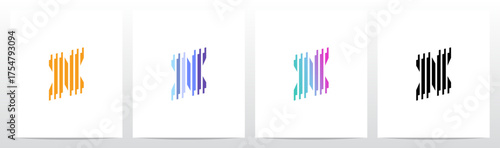 Vertical Lines Stripes Rises Parallel Initial Letter Logo Design X