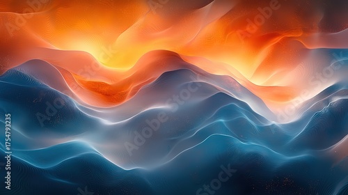 Abstract blue and brown background with wavy lines, fluid shapes and dynamic gradient, elegant design element
