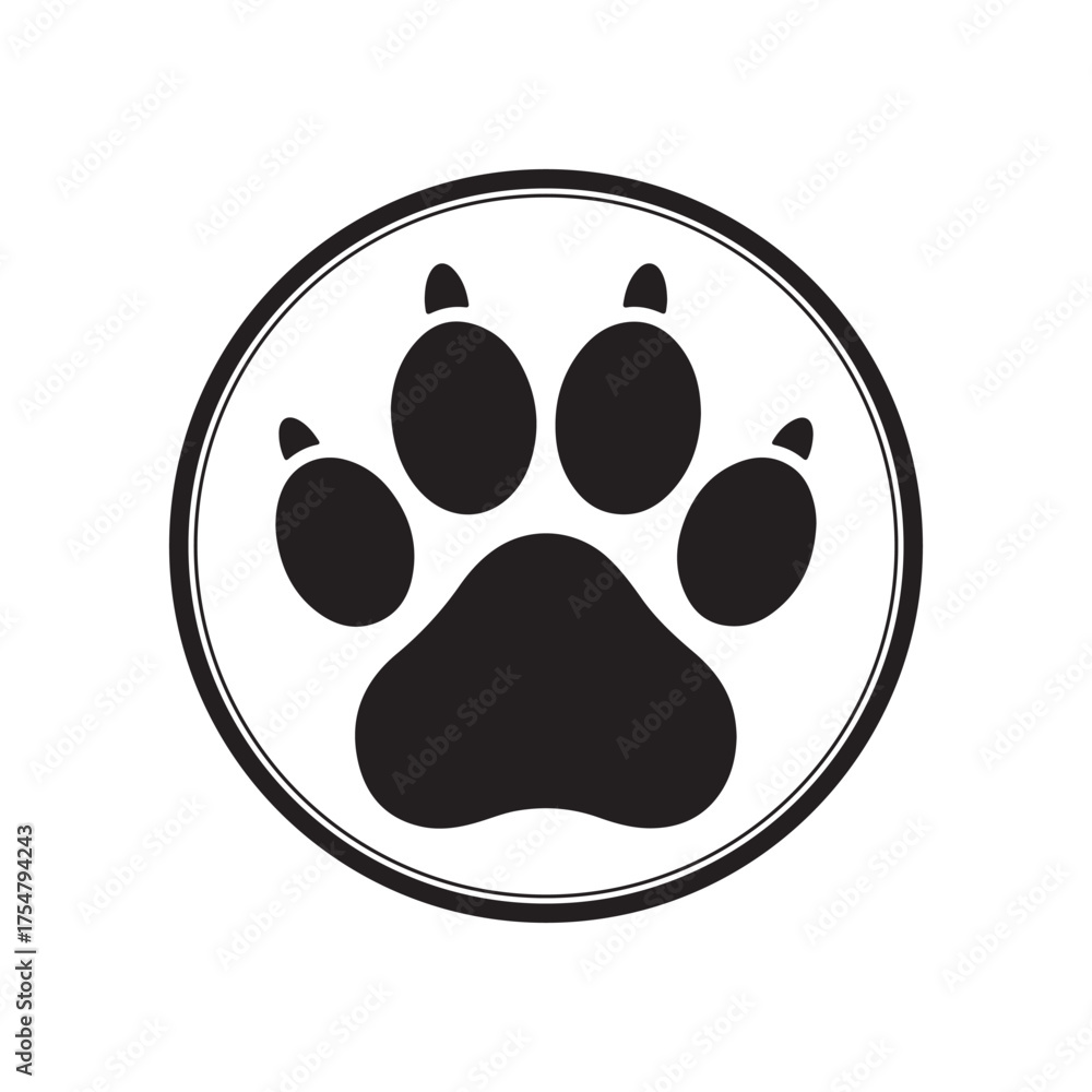 Fototapeta premium Paw Print Circle Pet Shop Vector Graphic Animal Footprint Illustration
