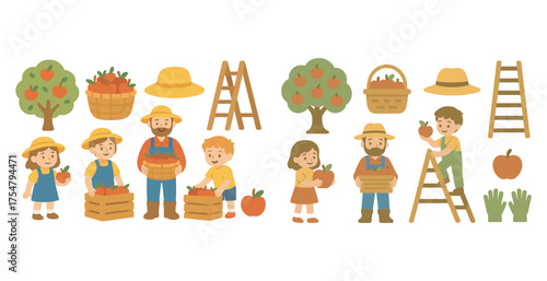 Harvest and farming icons set – flat, filled, agriculture and countryside symbols