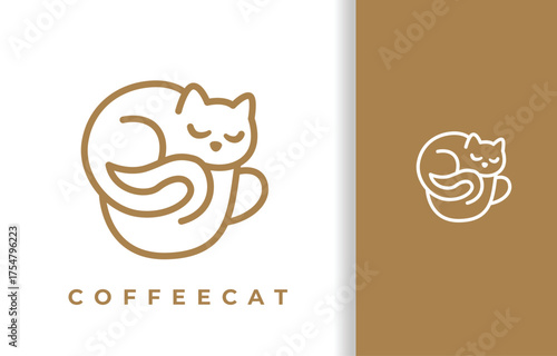 COFFEE LOGO WITH SLEEP CAT