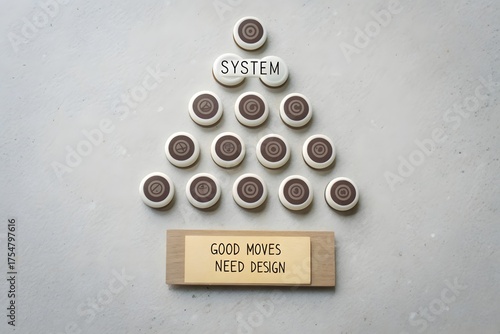 Tokens arranged in a triangle with a system concept