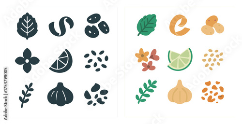 Food and culinary icons set – silhouette, solid, cooking and kitchen symbols
