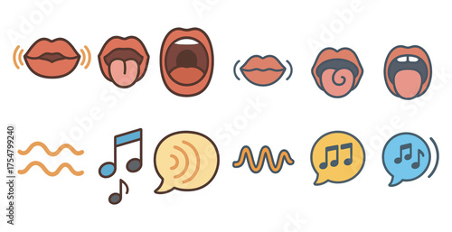 Communication line icons set – outline, speech, conversation, and language symbols