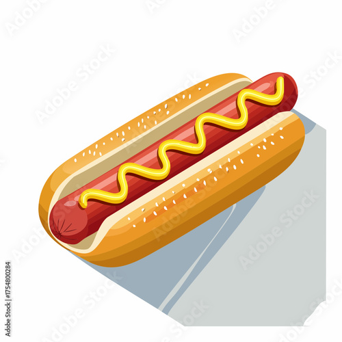 Delicious Hot Dog with Mustard Illustration A Mouthwatering Image for Food Lovers and Culinary Enthusiasts