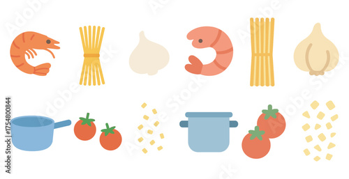 Cooking ingredients icons set – flat, outline, culinary design elements