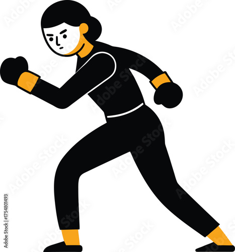 Fighter ready to throw a powerful punch minimalist design vector