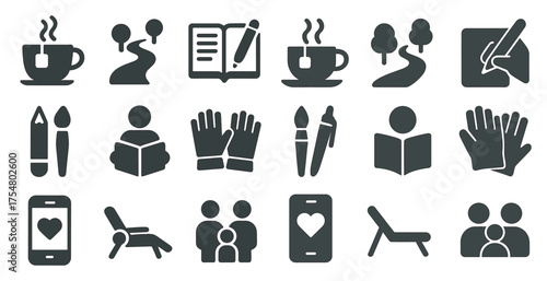 Creative learning outline icons set – education, reading, study tools symbols
