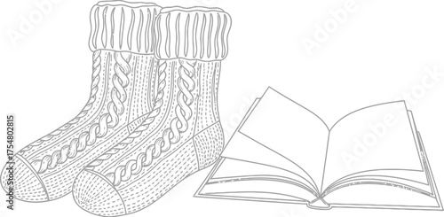 Socks book reading cozy winter comfort relaxation leisure hobby warm knitted