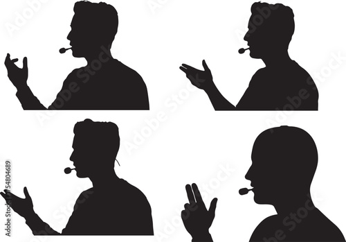 Silhouetted Speaker Presenting & Public Speaking Vector Set
