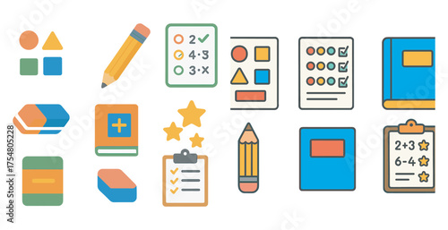 Educational outline icons set – flat, linear, learning and teaching symbols