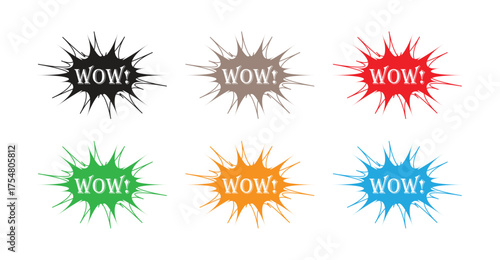 Wow Text Comic Blast Shape Icon Set