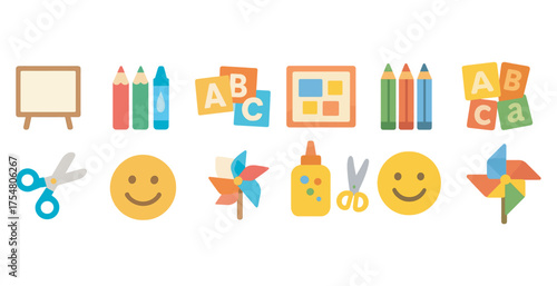 Education and learning icons set – flat, filled, classroom and study symbols