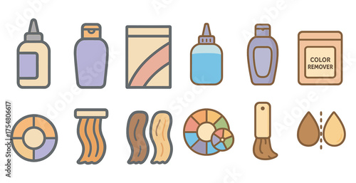 Hair and beauty flat icons set – cosmetic, salon, grooming symbols