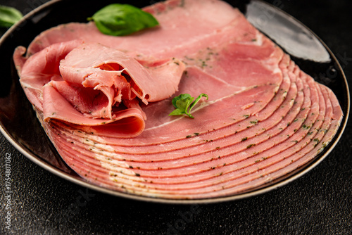 Bild auf Leinwand Ham spam pork prosciutto cotto natural product tasty snack fresh delicious gourm