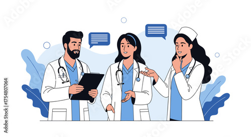 Medical professionals discussing a patient's health and treatment plan during a consultation.