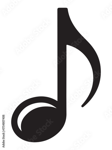 A stark black music note silhouette representing audio and sound