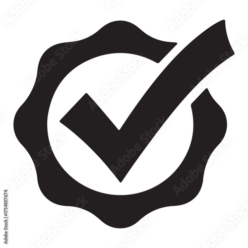 Verified checkmark badge silhouette for advertisements and banners