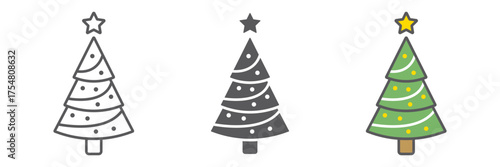 Christmas tree icon, decor and new year, fir tree sign, vector graphics, a linear pattern on a white background. editable stroke