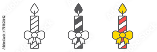 Christmas candle icon, christmas and decor, candlelight sign, vector graphics, a linear pattern on a white background. editable stroke