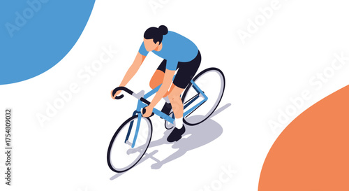 A person riding a road bicycle in a dynamic and stylized illustration on a white background.