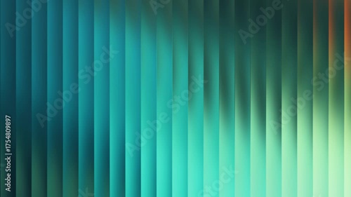 Animation of abstract background with vertical teal and green gradient stripes and soft shadows