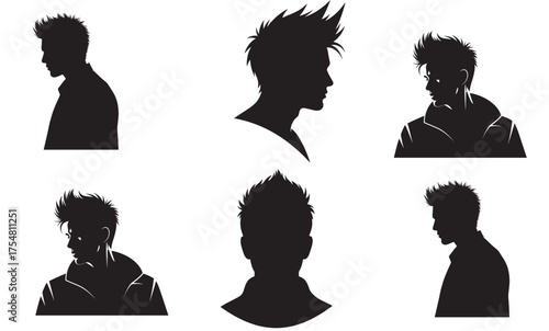 Diverse Silhouettes of Men with Edgy Hairstyles A Study in Contrasting Shapes and Styles for Modern Masculine Aesthetics and Identity