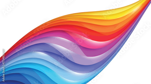 Vector art of abstract rainbow wave, featuring vibrant colors blending seamlessly to create a visually stunning and dynamic design element