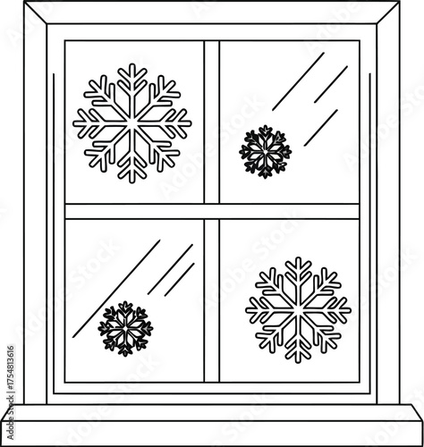 Window snowflakes winter snow cold season christmas frost december weather pane