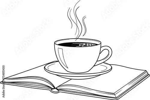 Coffee cup book reading study hot drink beverage caffeine morning relax time