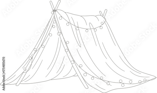 Teepee tent fort shelter camping adventure kids play home cozy string lights