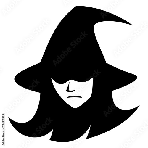 Witch In Hat Solid Illustration