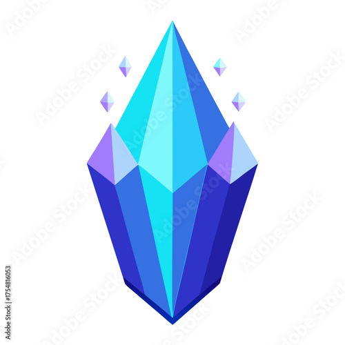 Glowing crystal cartoon object on a white background vector illustration