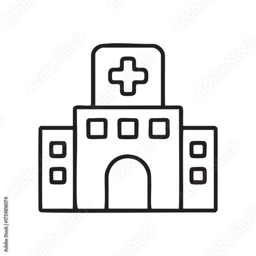 Hand drawn hospital building icon
