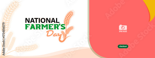 National Farmers Day. Banner design with wheat logotype for greeting, advertising
