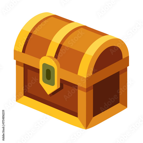 Treasure chest cartoon object on a white background vector illustration
