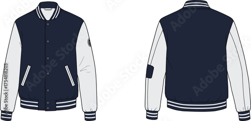 Jacket Varsity Bomber College Sportswear Fashion Apparel Clothing Garment Outerwear Men Women Unisex Casual Stylish Modern Classic Uniform Team Patch