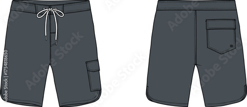 Shorts Board Swim Beachwear Surf Casual Apparel Clothing Fashion Garment Men Summer Activewear Sport Pocket Drawstring Waistband Stitching Outdoor Comfortable