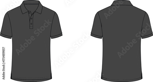 Polo Shirt Short Sleeve Collar Button Placket Fashion Apparel Clothing Garment Technical Sketch Flat Drawing Design Illustration Casualwear Classic Comfortable Versatile