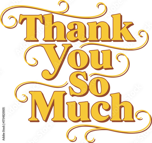 Golden Thank You Message with Elegant Swirls for Appreciation.