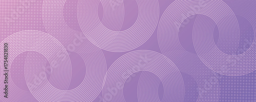 Abstract circle lines on pink and purple background with pattern. Geometric stripe line art design for poster, brochure, cover, website, header, web banner, presentation
