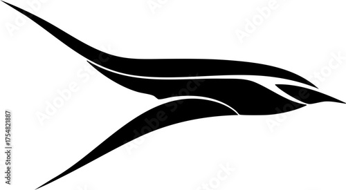 Elegant abstract black bird silhouette soaring gracefully, symbolizing freedom, speed, and modern design for impactful branding.