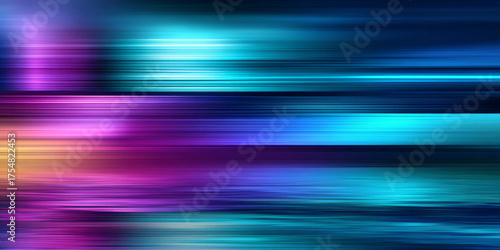 A vibrant, colorful abstract background with horizontal streaks of light in shades of blue and purple