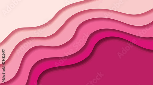 Vector art of abstract pink paper cut background with smooth wave shapes, creating a visually appealing and modern design, perfect for adding a touch of elegance to any project