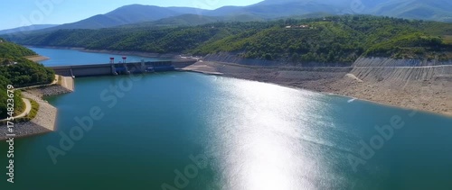 Wallpaper Mural Aerial Serenity: A Scenic Reservoir Landscape with Dam Infrastructure and Forest Hills Torontodigital.ca