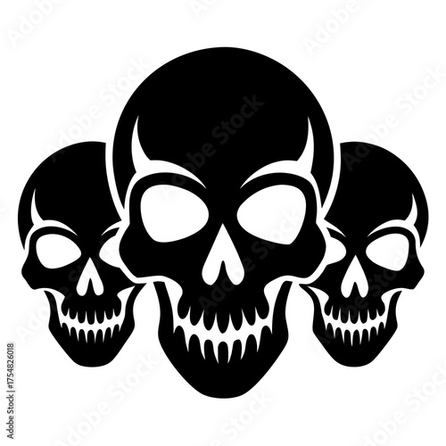Skulls vector clean black silhouette design white background