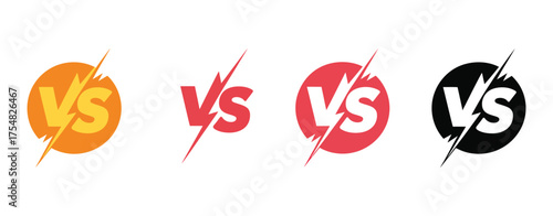 Vs Battle Logo Vector Icon with V S Letters, Fight Game Black Pictogram, Bold Yellow Red Pop Art Stamp Style Design, Duel Challenge Graphic Illustration and Clipart Set