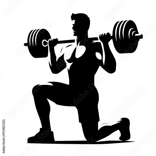 black and white vector silhouette of gym person